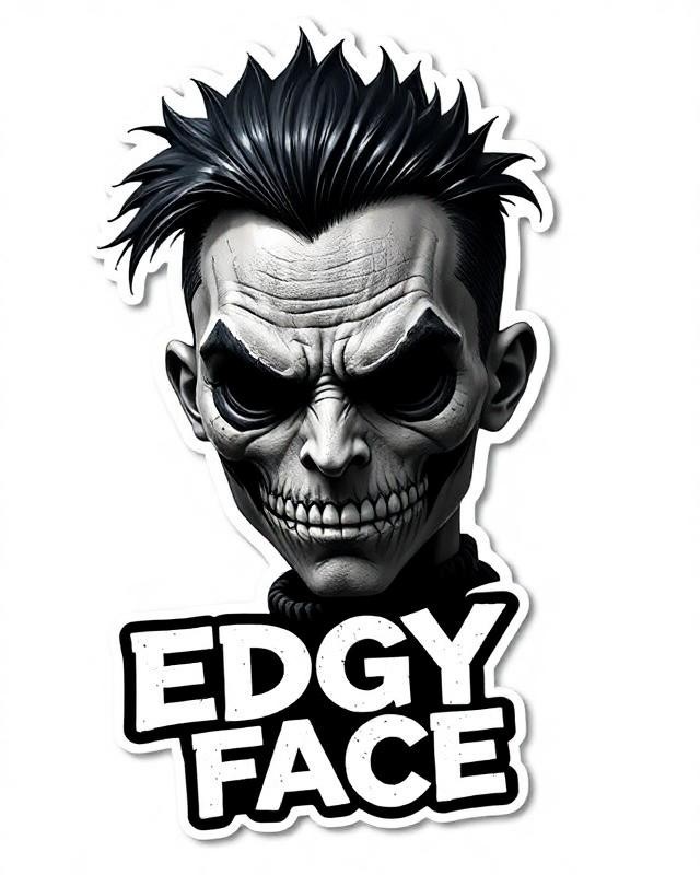 24 Edgy Face Multicolor Vinyl DTF Transfer Graphics 100% Royalty Free