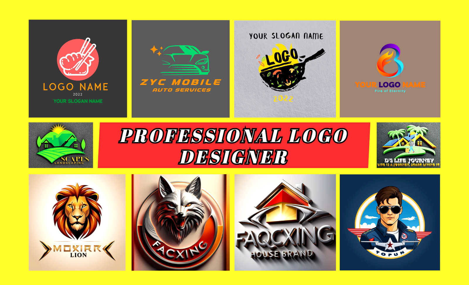logo 3D LOGO redesigner minimalist unlimited professional logo designer