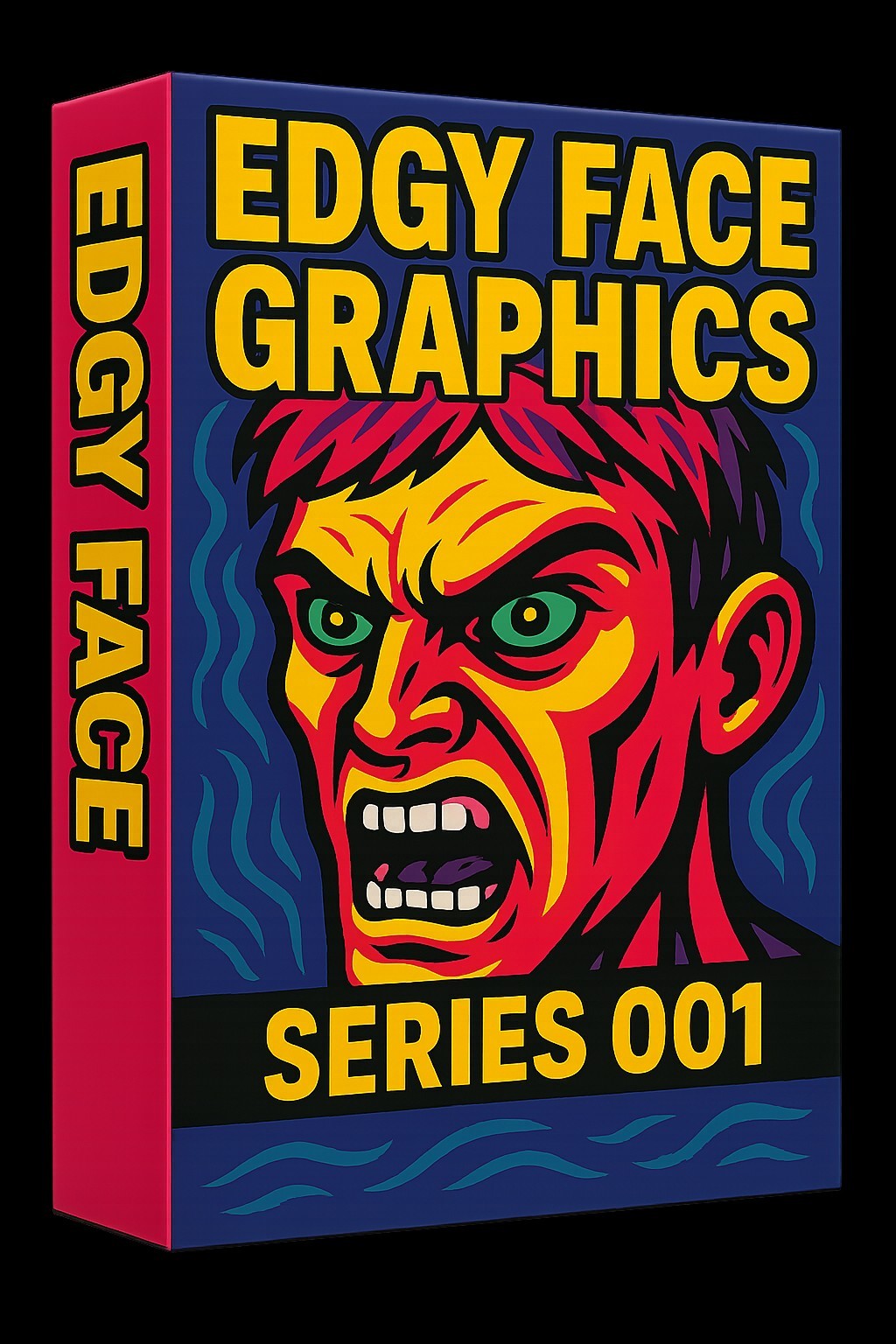 24 Edgy Face Multicolor Vinyl DTF Transfer Graphics 100% Royalty Free