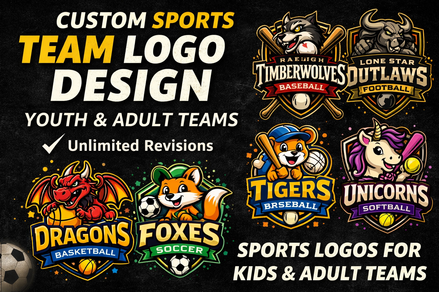 Custom Sports Team Logo Design | Youth & Adult Teams | Mascot Logo