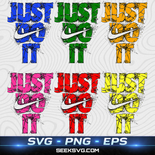 Shattered “Just Do It” Nike-Inspired Slogan – Multicolor SVG Design Pack