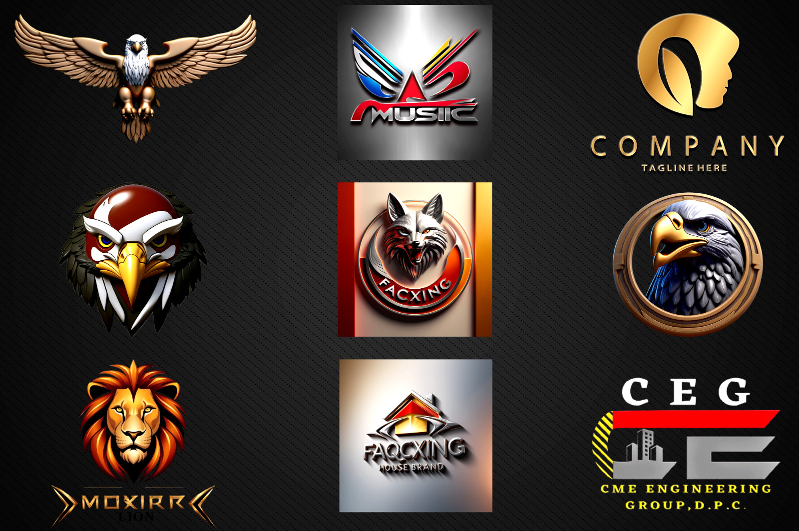 logo 3D LOGO redesigner minimalist unlimited professional logo designer
