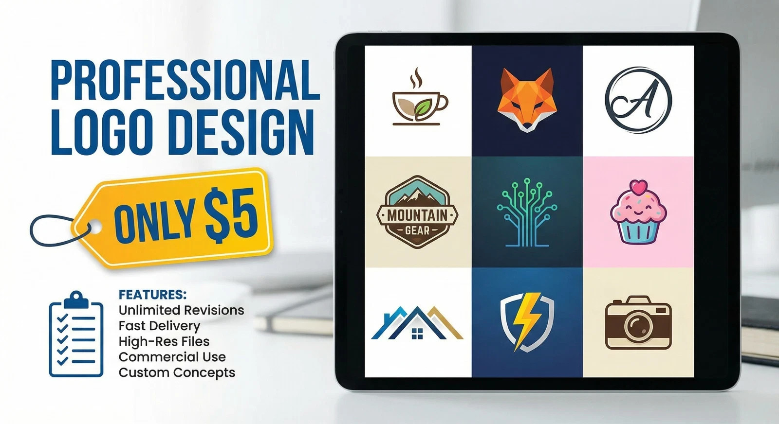 Professional Custom Logo Design for Businesses, Brands, Social Media & Startups
