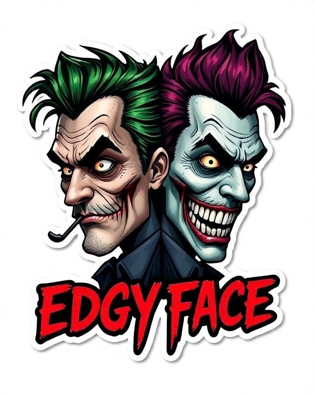 24 Edgy Face Multicolor Vinyl DTF Transfer Graphics 100% Royalty Free
