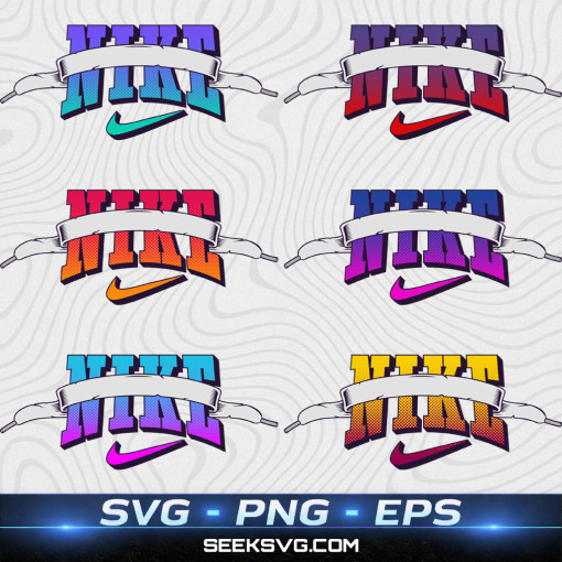 Nike Logo Banner Bundle – 6 Bold SVG Designs with Gradient Text, Swoosh & Ribbon