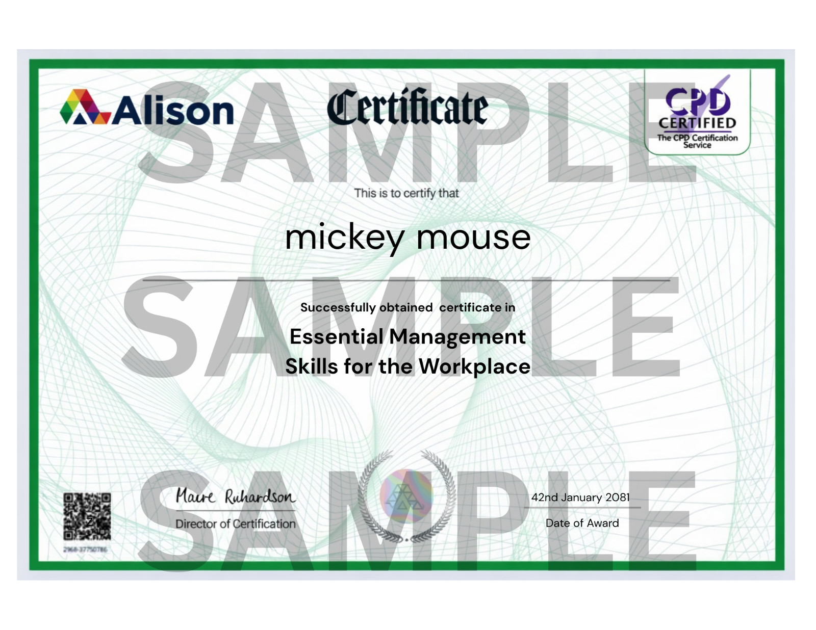 NOVELTY ALISON.COM CLASS CERTIFICATES