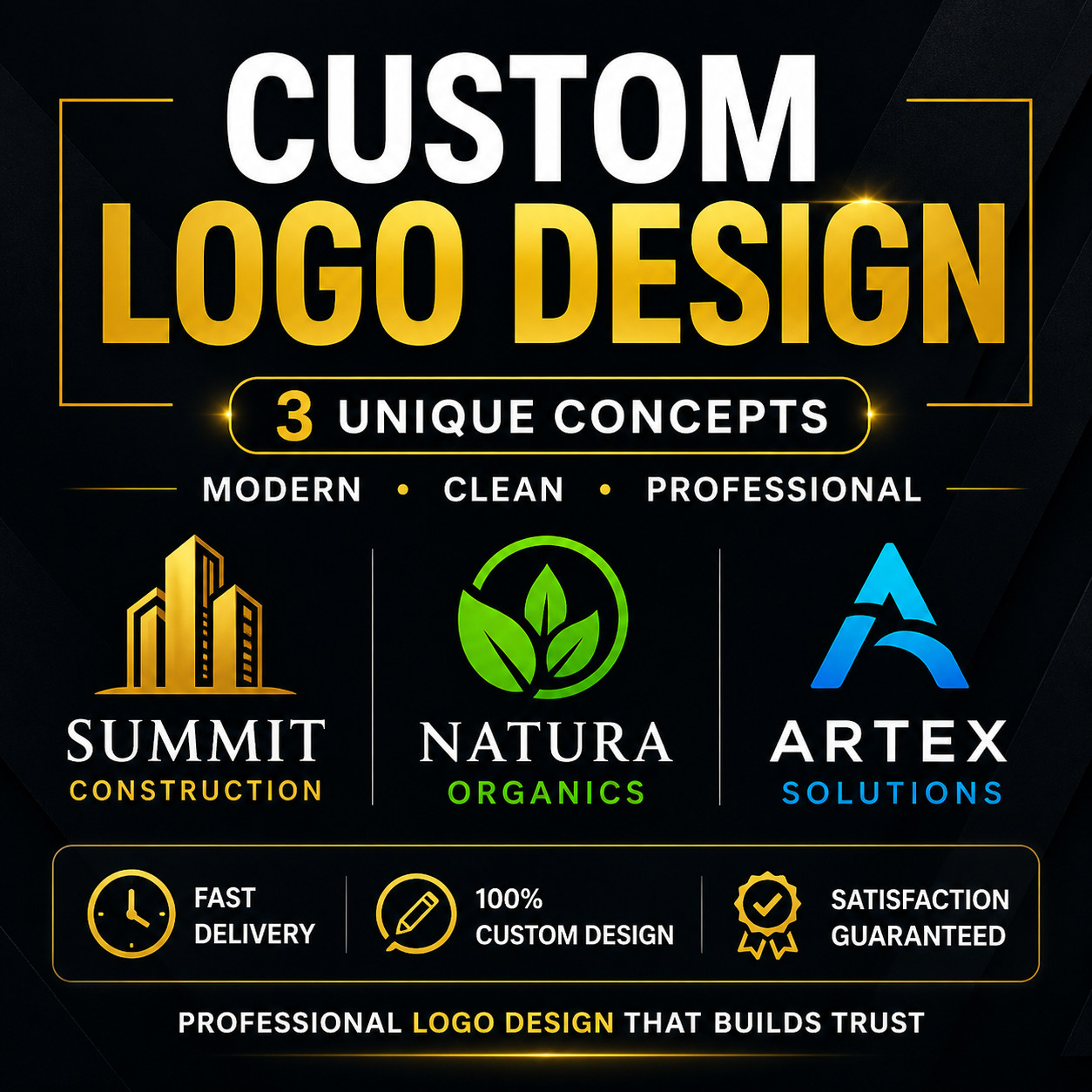 Custom Logo Design for Business | 3 Concepts + Brand Kit Modern Minimalist Logo