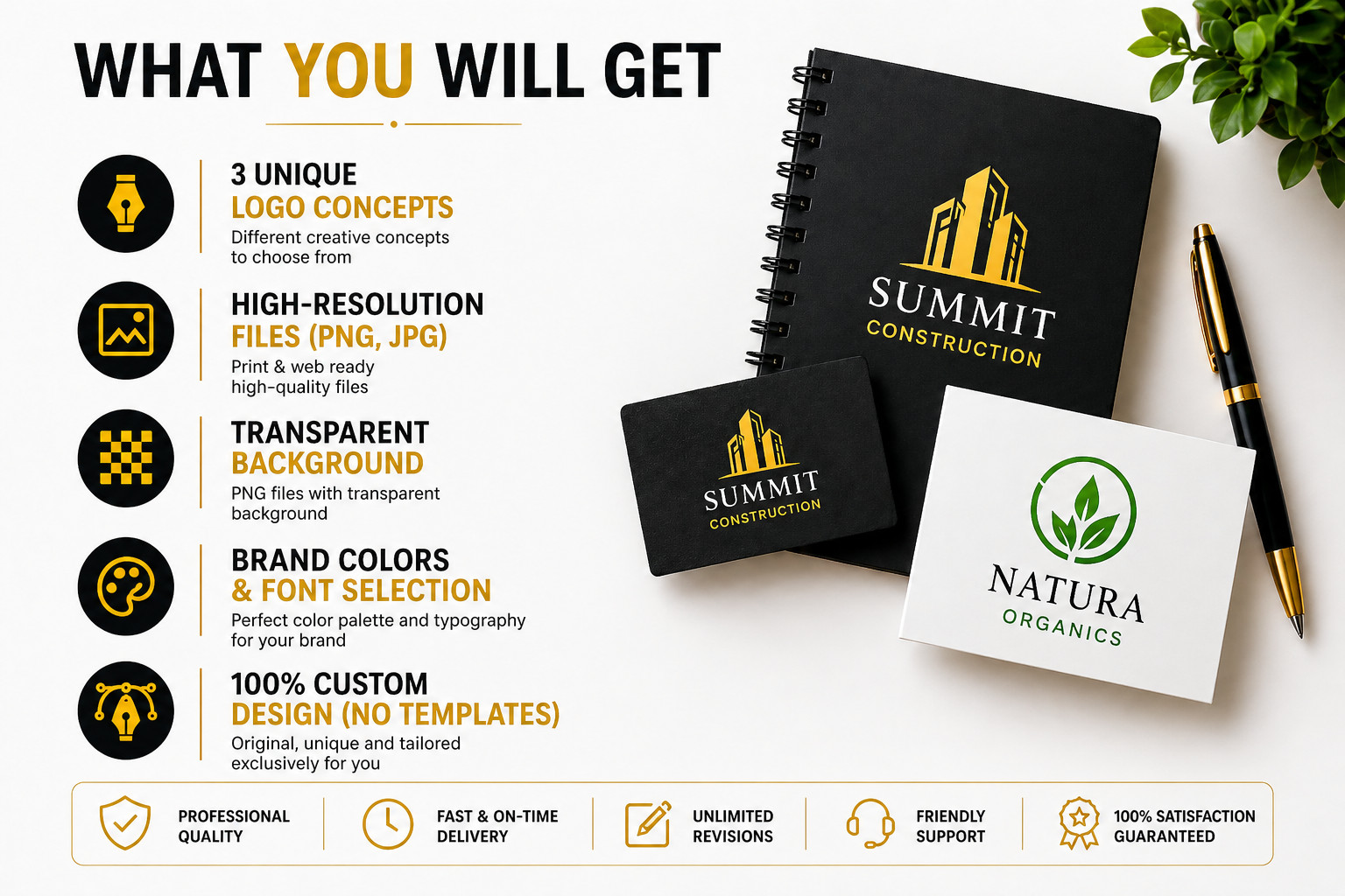 Custom Logo Design for Business | 3 Concepts + Brand Kit Modern Minimalist Logo