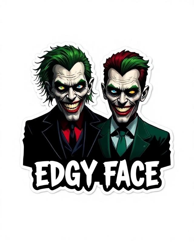 24 Edgy Face Multicolor Vinyl DTF Transfer Graphics 100% Royalty Free