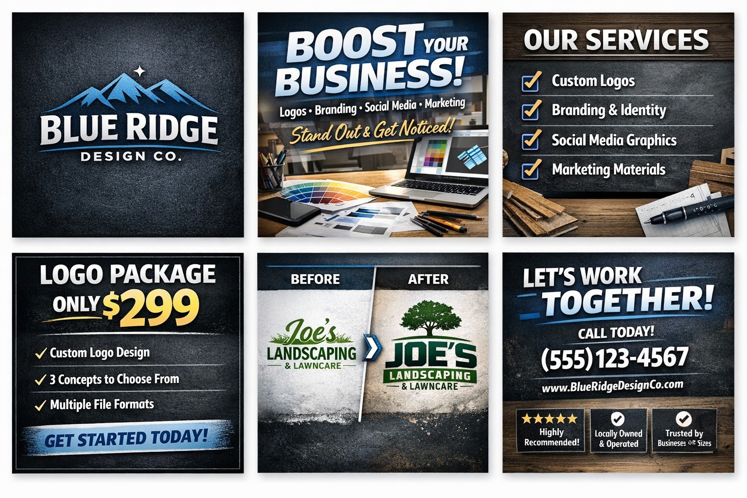 Blue Ridge Design Co. Professional Logo & Business Card Design, 3 Revisions