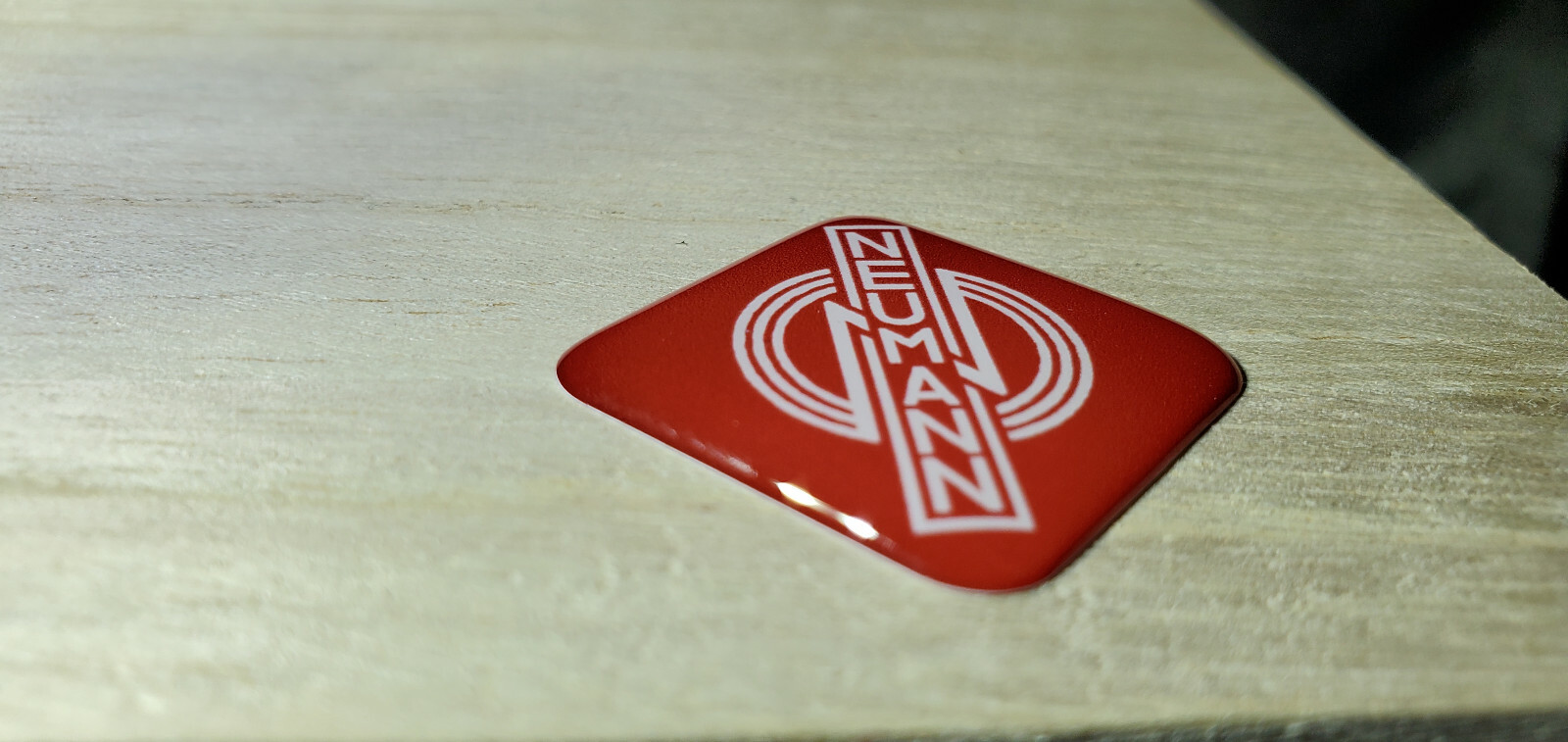 Custom Neumann Logo Dome Epoxy Badge Sticker- Red & White