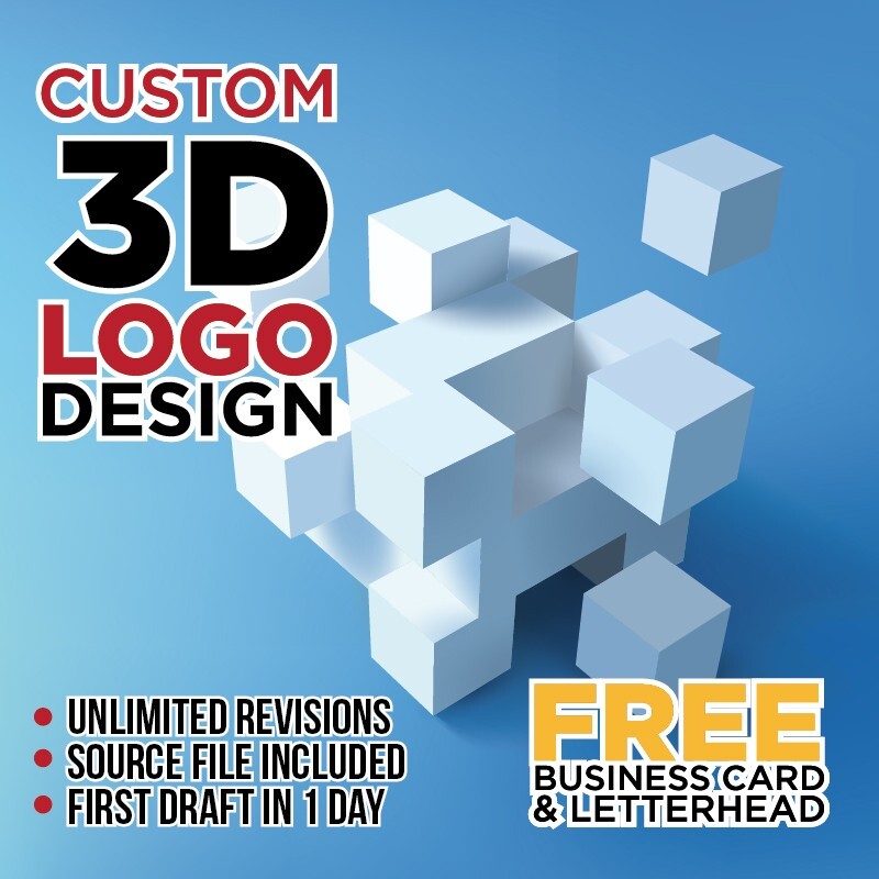 CUSTOM 3D LOGO DESIGN – PROFESSIONAL SERVICE! – FREE BUSINESS CARD & LETTERHEAD!