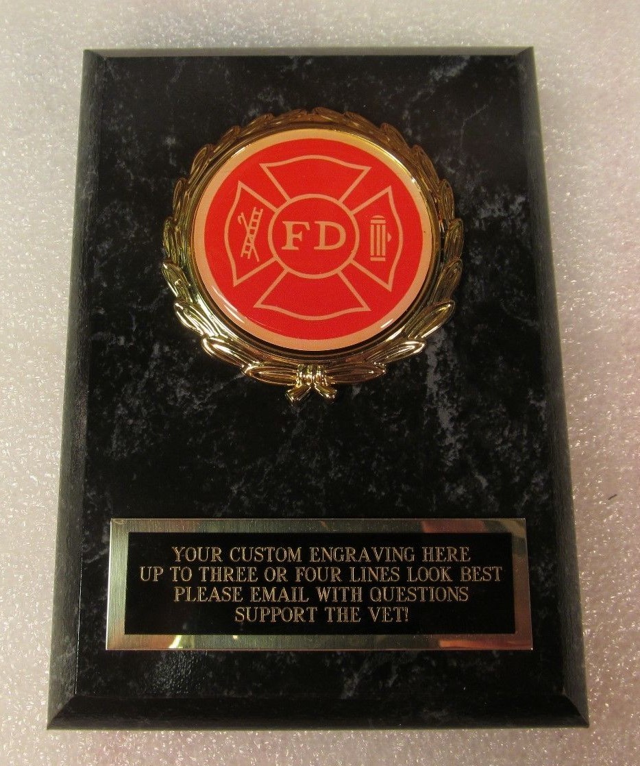 Fire Department Firefighter Award Plaque FREE Custom Engraving «Support the Vet»