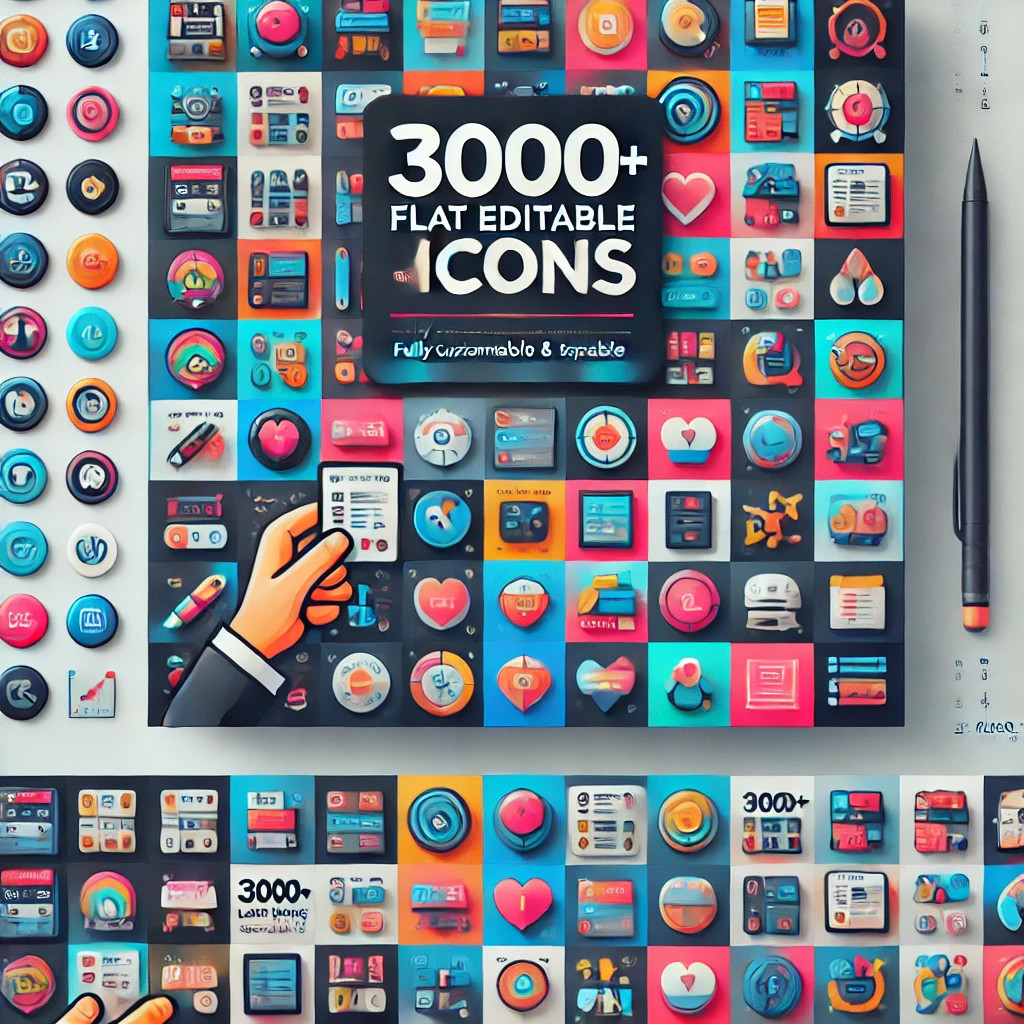 Collection Pack 3000 Icons Set – Flat Editable Icons
