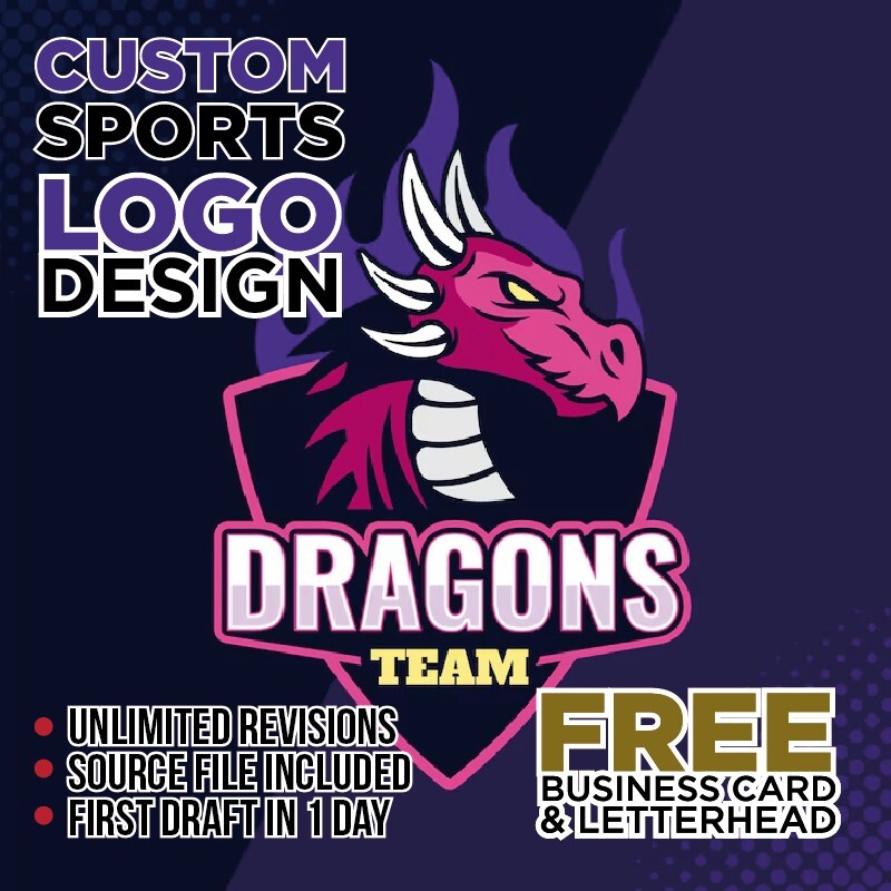 CUSTOM SPORTS LOGO DESIGN – PROFESSIONAL SERVICE! – FREE BUSINESS CARD!