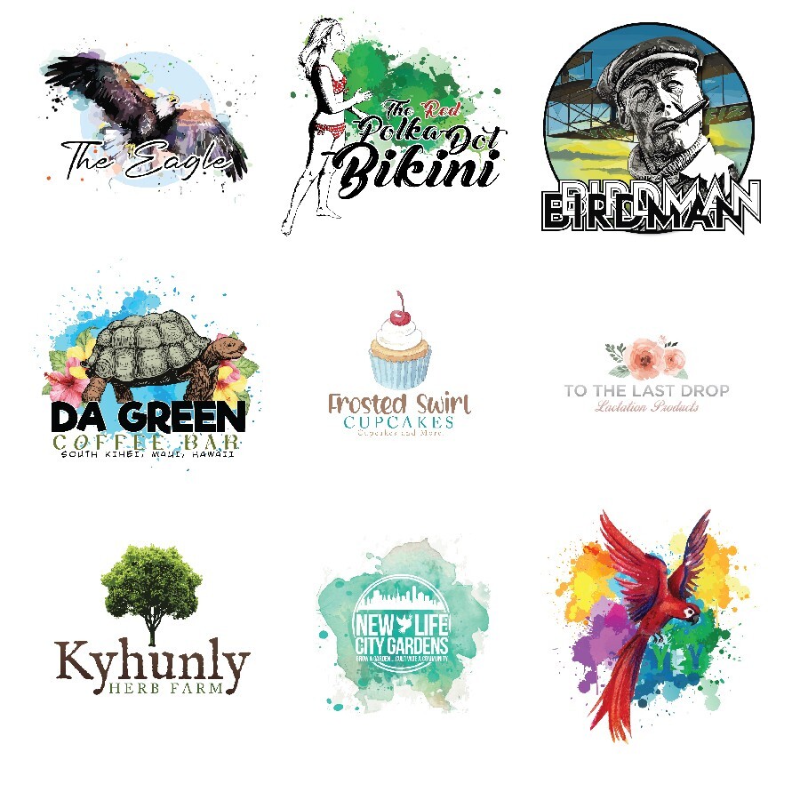 CUSTOM WATERCOLOR LOGO DESIGN – PROFESSIONAL SERVICE! – FREE BUSINESS CARD!