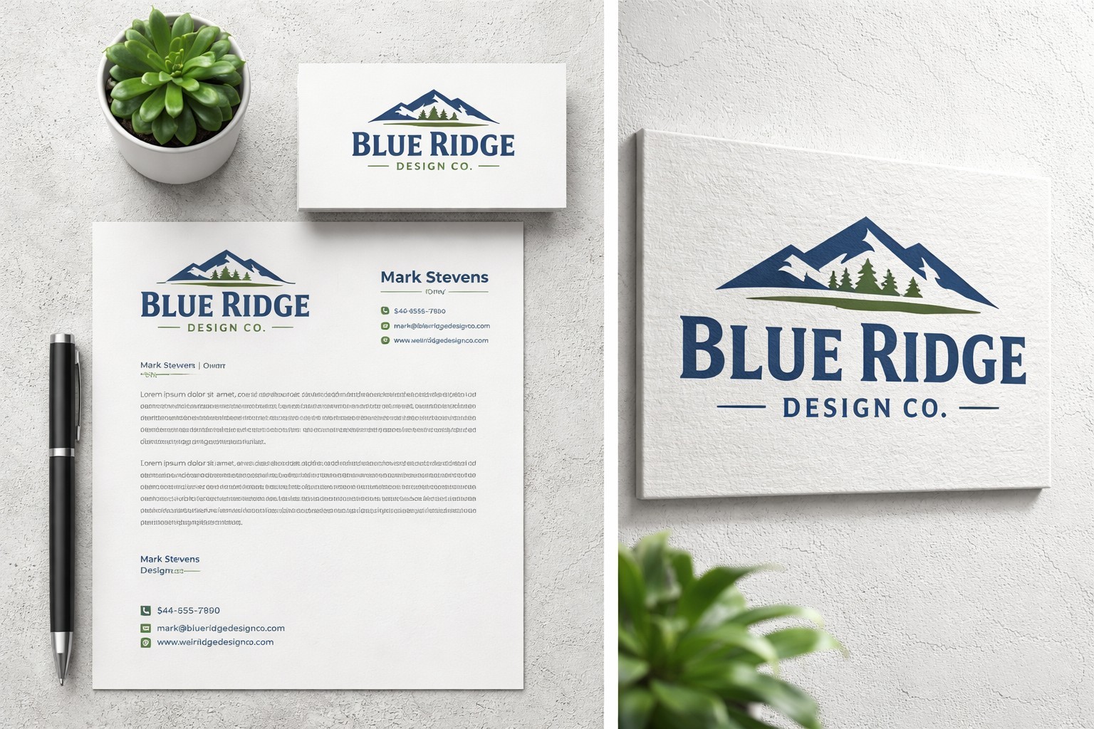 Blue Ridge Design Co. Modern Logo, Business Card & Banner Design, 3 Revisions