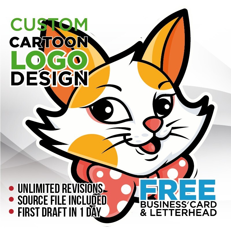 CUSTOM CARTOON LOGO DESIGN – PROFESSIONAL SERVICE! – FREE BUSINESS CARD!