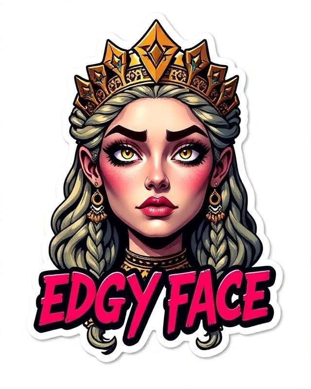 24 Edgy Face Multicolor Vinyl DTF Transfer Graphics 100% Royalty Free